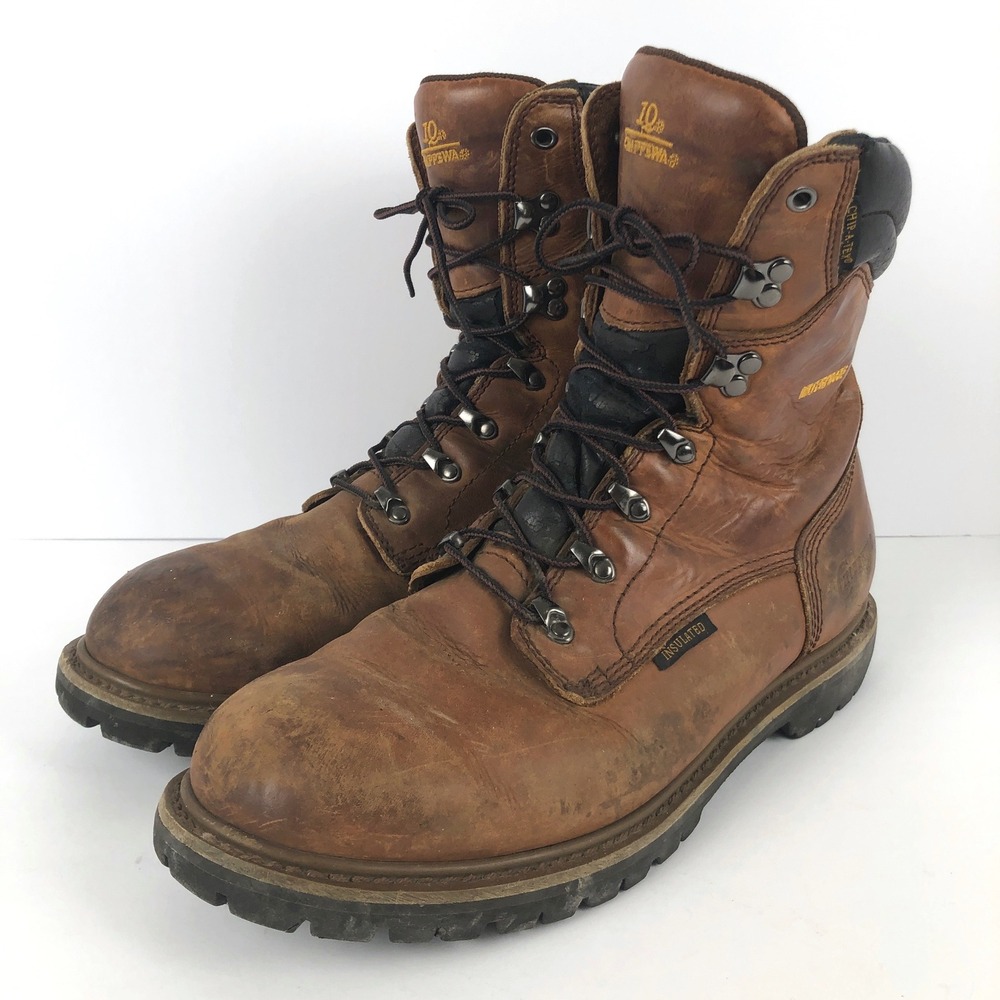 CHIPPEWA IQ Waterproof‎ Insulated Leather Work Boots Brown Men's 11 XW 55059